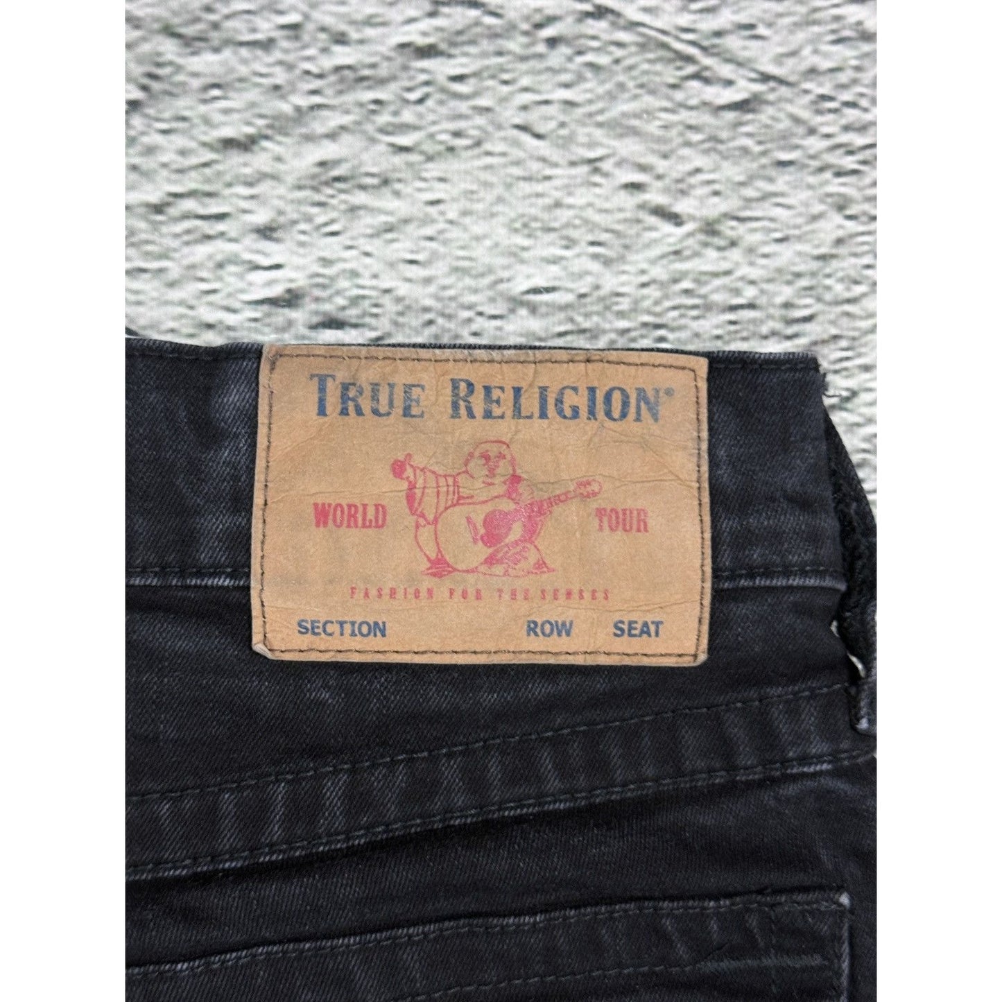 True Religion black jeans white horseshoe logo Y2K Rocco