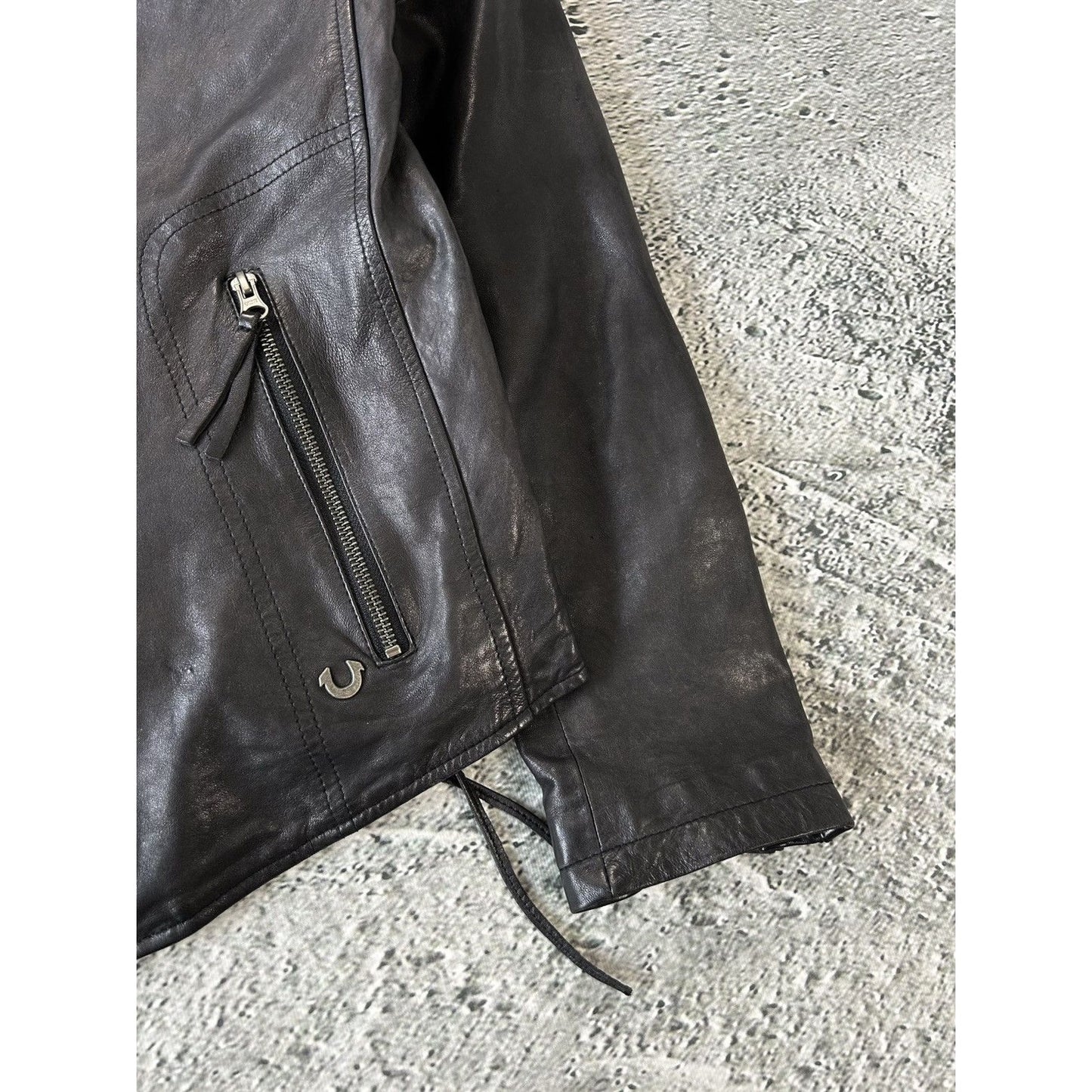 True Religion leather jacket black Y2K Avant Garde