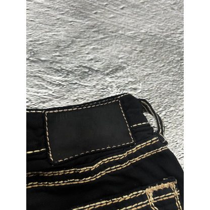 True Religion vintage black jeans gold double stitching