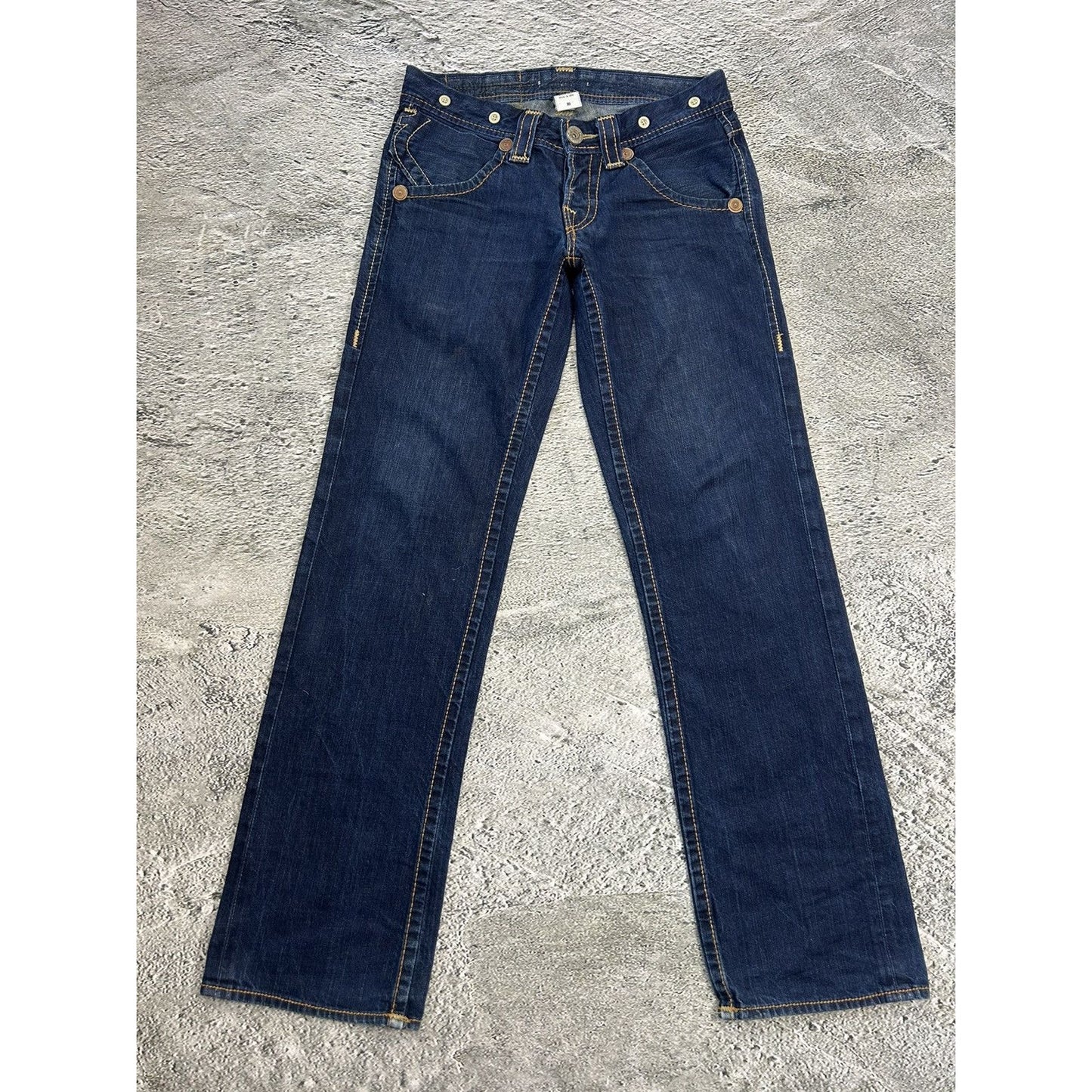 True Religion blue jeans thick stitching baggy Y2K