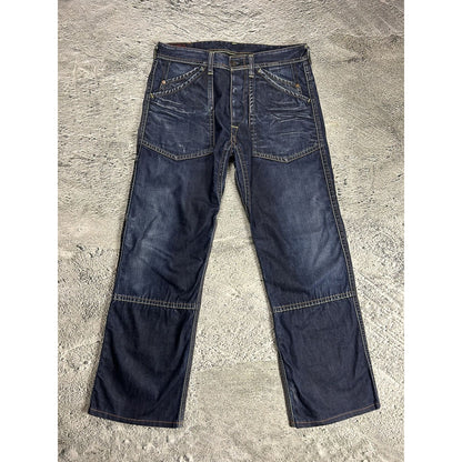 Evisu EU ED jeans vintage denim pants cargo navy blue Y2K