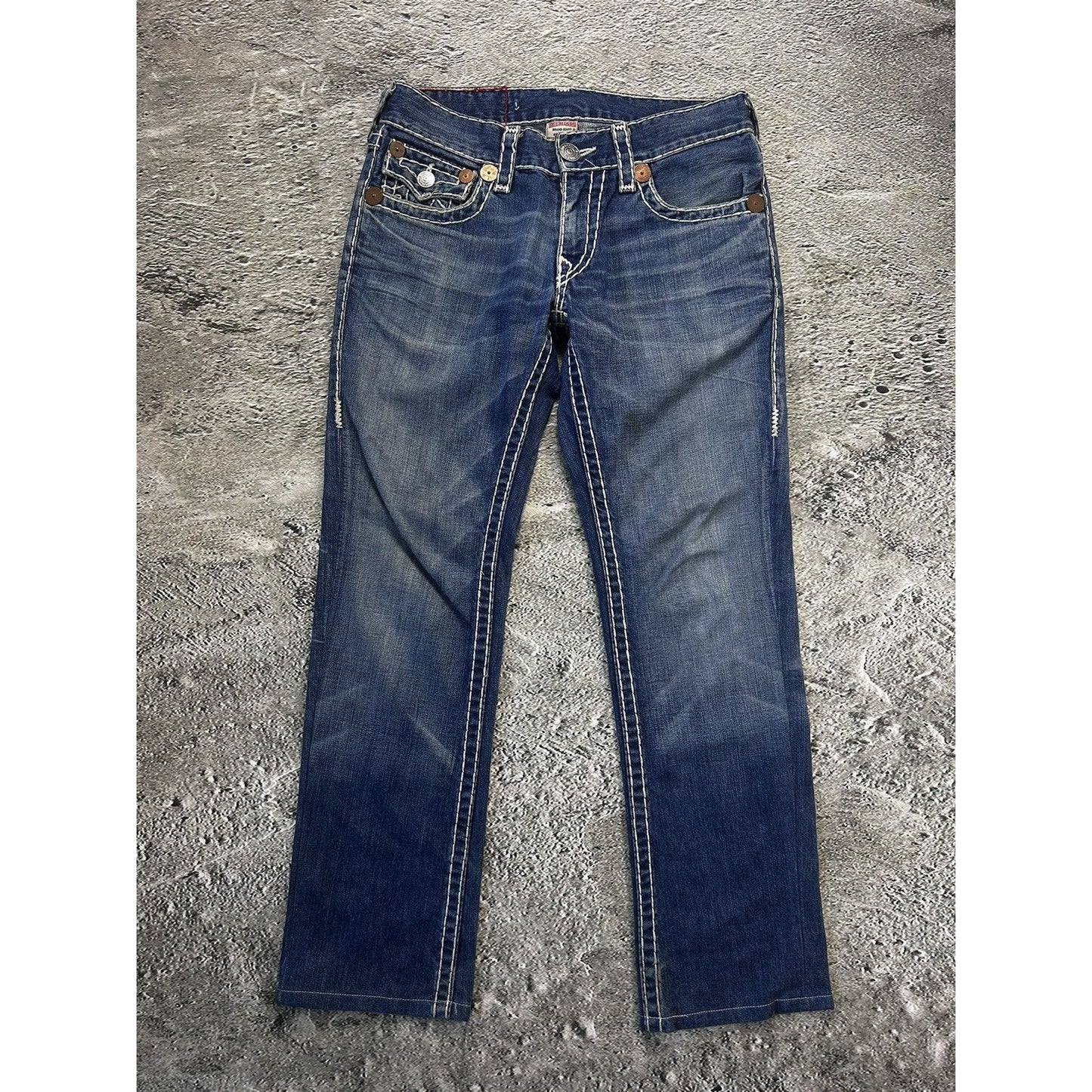 True Religion Blue jeans thick stitching Bobby