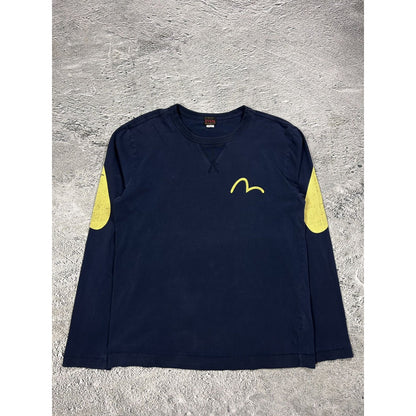 Evisu long sleeve big logo navy yellow daicock t-shirt