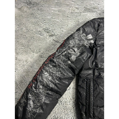 Ed Hardy Puffer Jacket vintage big logo Y2K black