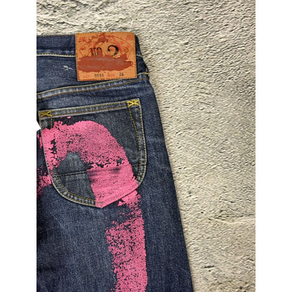 Evisu jeans daicock big logo vintage pink washed