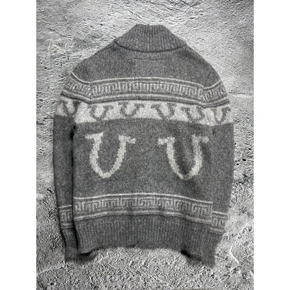 True Religion vintage grey zip sweater Y2K alpaca merino