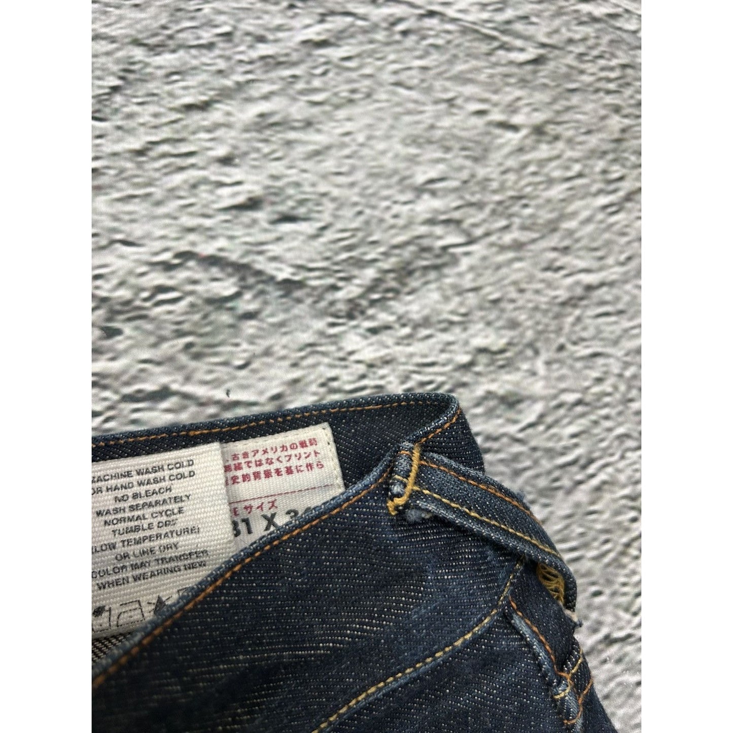 Evisu jeans vintage dark navy selvedge denim white seagull