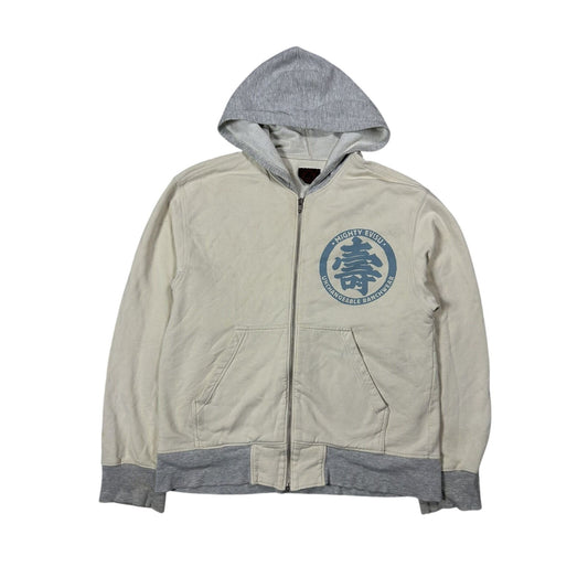 Evisu zip hoodie white grey blue vintage big logo Y2K