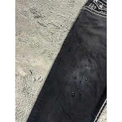 True Religion black jeans white thick stitching Y2K Ricky
