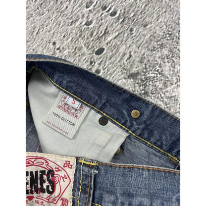 Evisu skirt mini vintage denim red seagulls Y2K