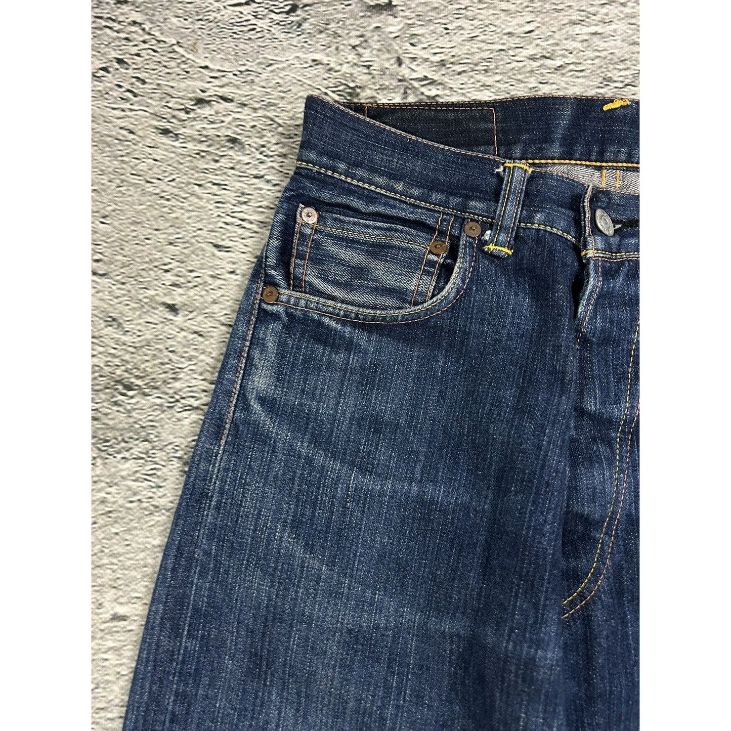 Evisu jeans daicock vintage selvedge navy big logo white
