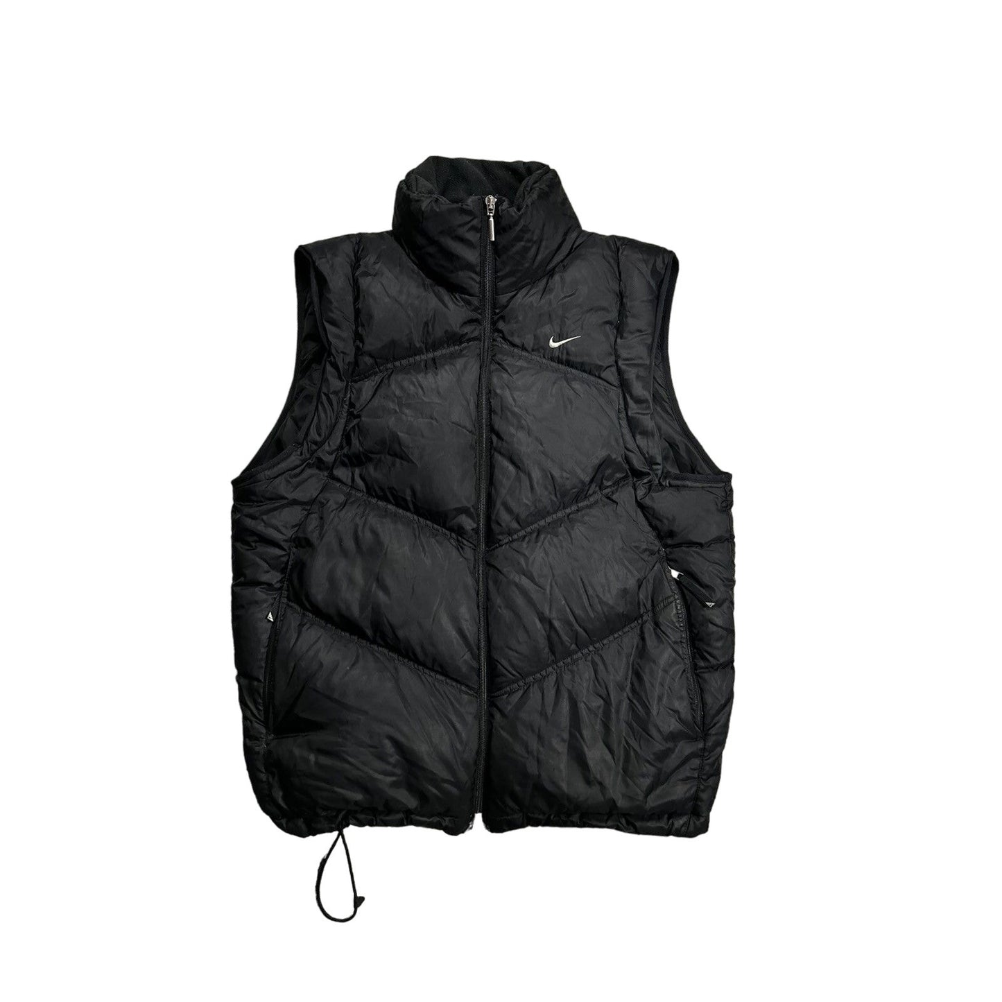 Nike puffer vest black vintage drill Y2K down