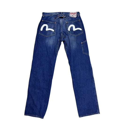 Evisu EU ED jeans vintage denim pants cargo navy blue Y2K