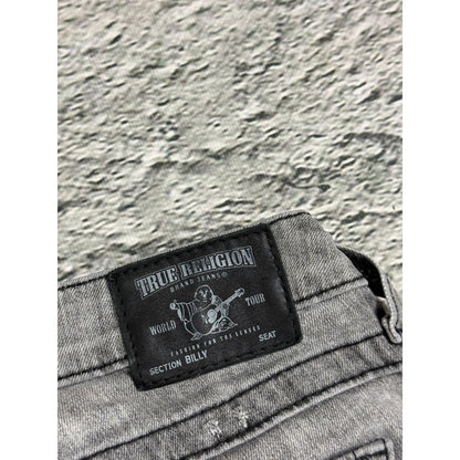 True Religion jeans grey black thick stitching flared Billy