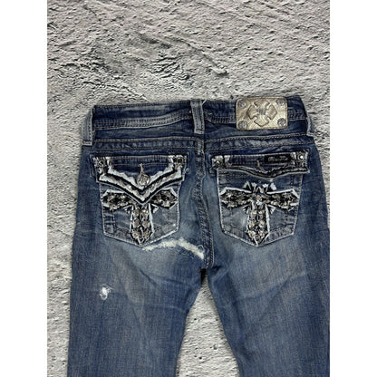 Miss Me flared bootcut white stitching denim vintage y2k