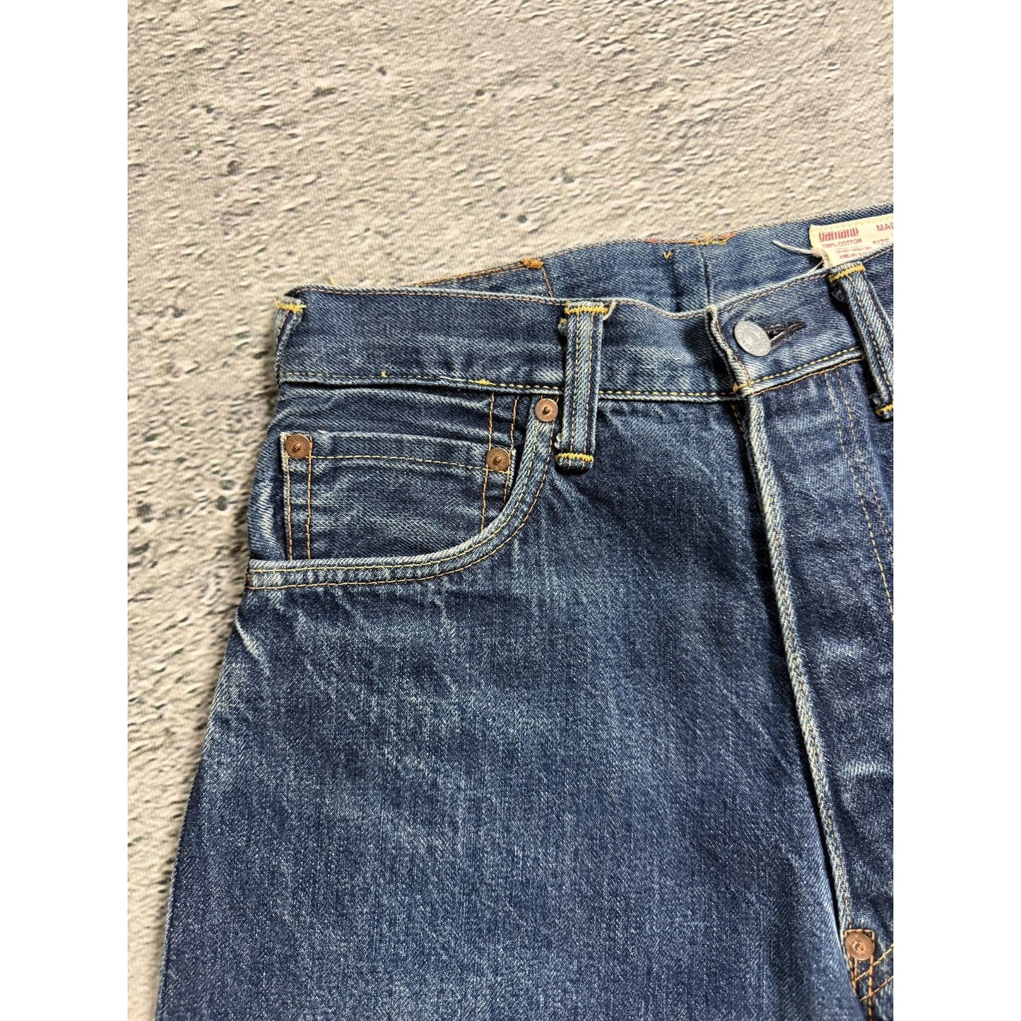 Evisu jeans vintage seagull logo blue selvedge denim gold