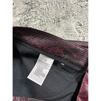 Review baggy pants faux leather style red snakeskin