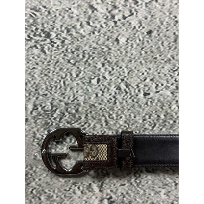 Gucci GG monogram belt biege black leather swag