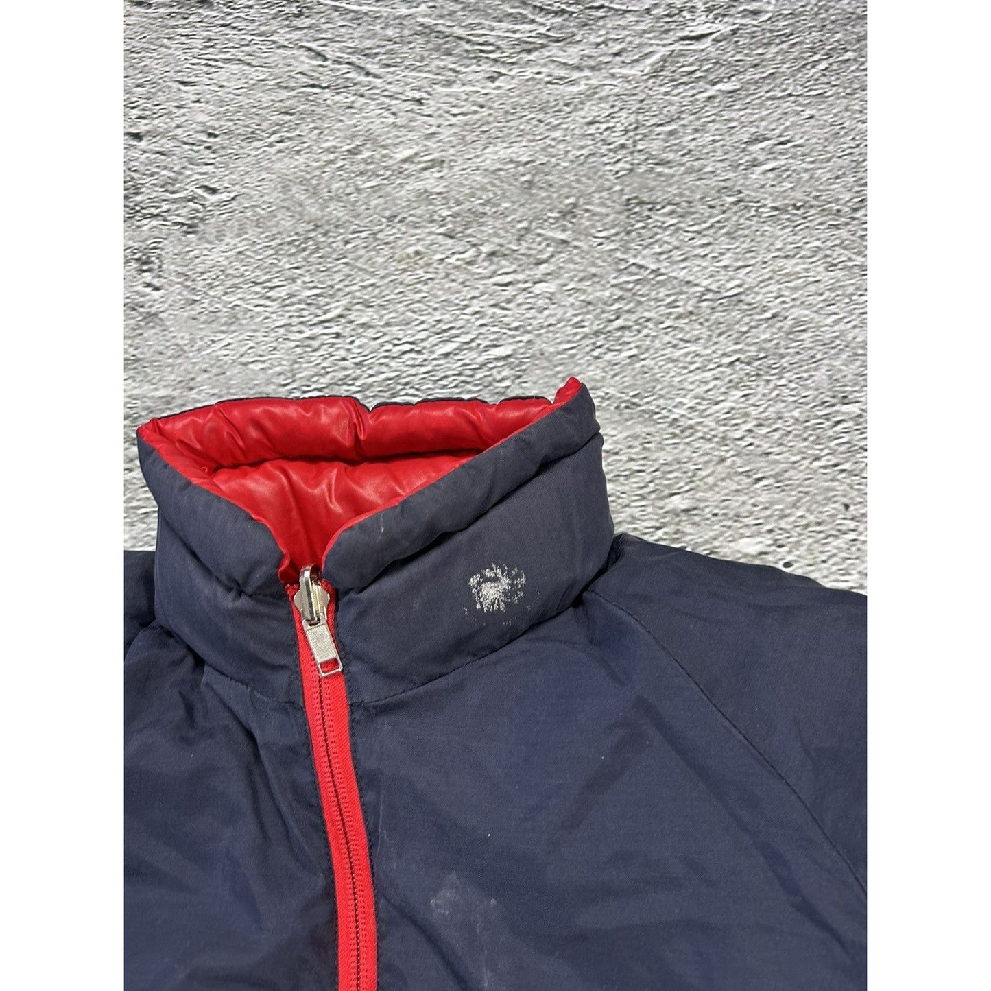 Moncler puffer jacket reversible vintage down red navy