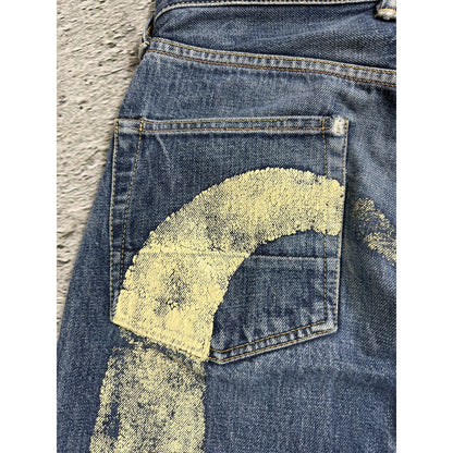 Evisu jeans yellow daicock big logo blue selvedge denim