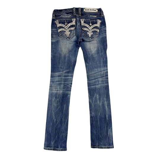 Rock Revival vintage rhinestone snakeskin jeans Y2K flared