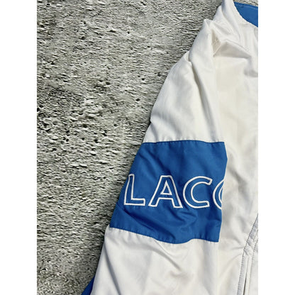 Lacoste track jacket white blue vintage nylon drill Y2K