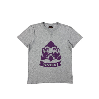 Evisu T-shirt big logo buddah gray purple Y2K
