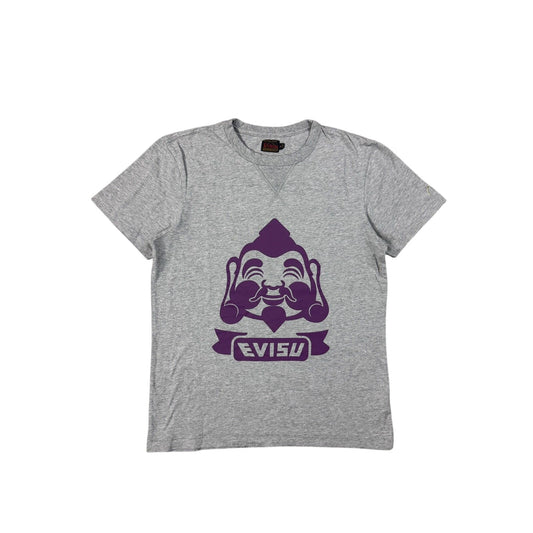 Evisu T-shirt big logo buddah gray purple Y2K