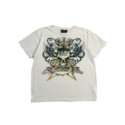 Vintage Fishbone Big Buddha Big Print Drip White T-shirt Y2K