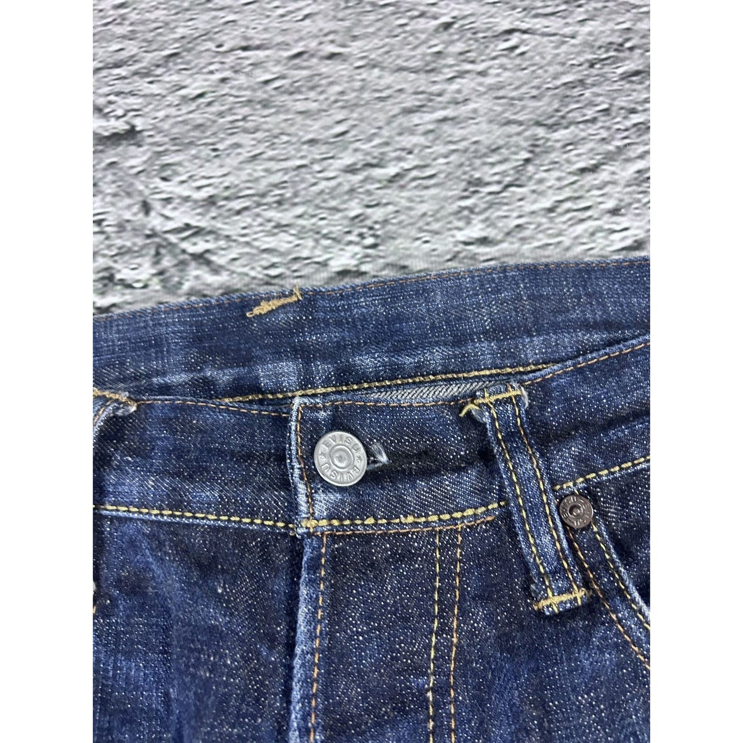 Evisu jeans daicock big logo khaki selvedge denim navy blue