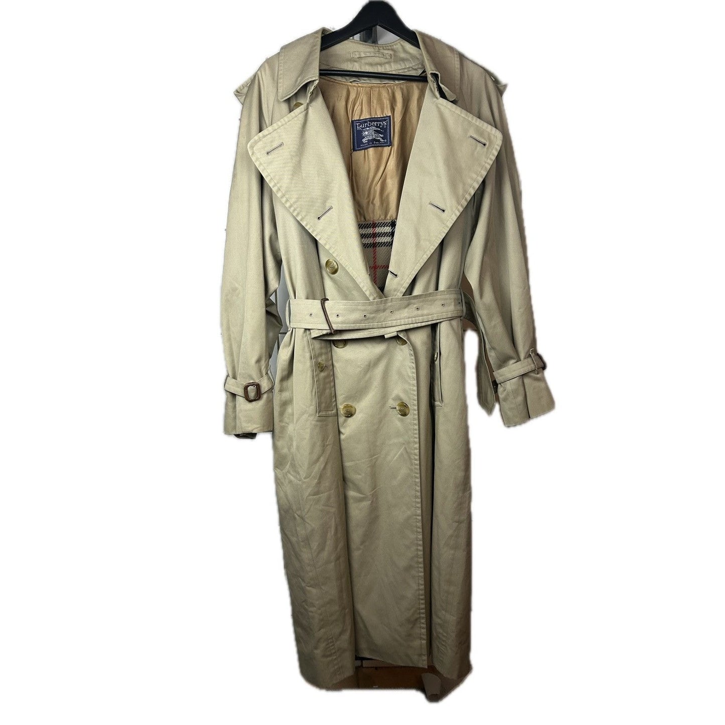 Burberrys trench coat beige wool lining vintage nova check