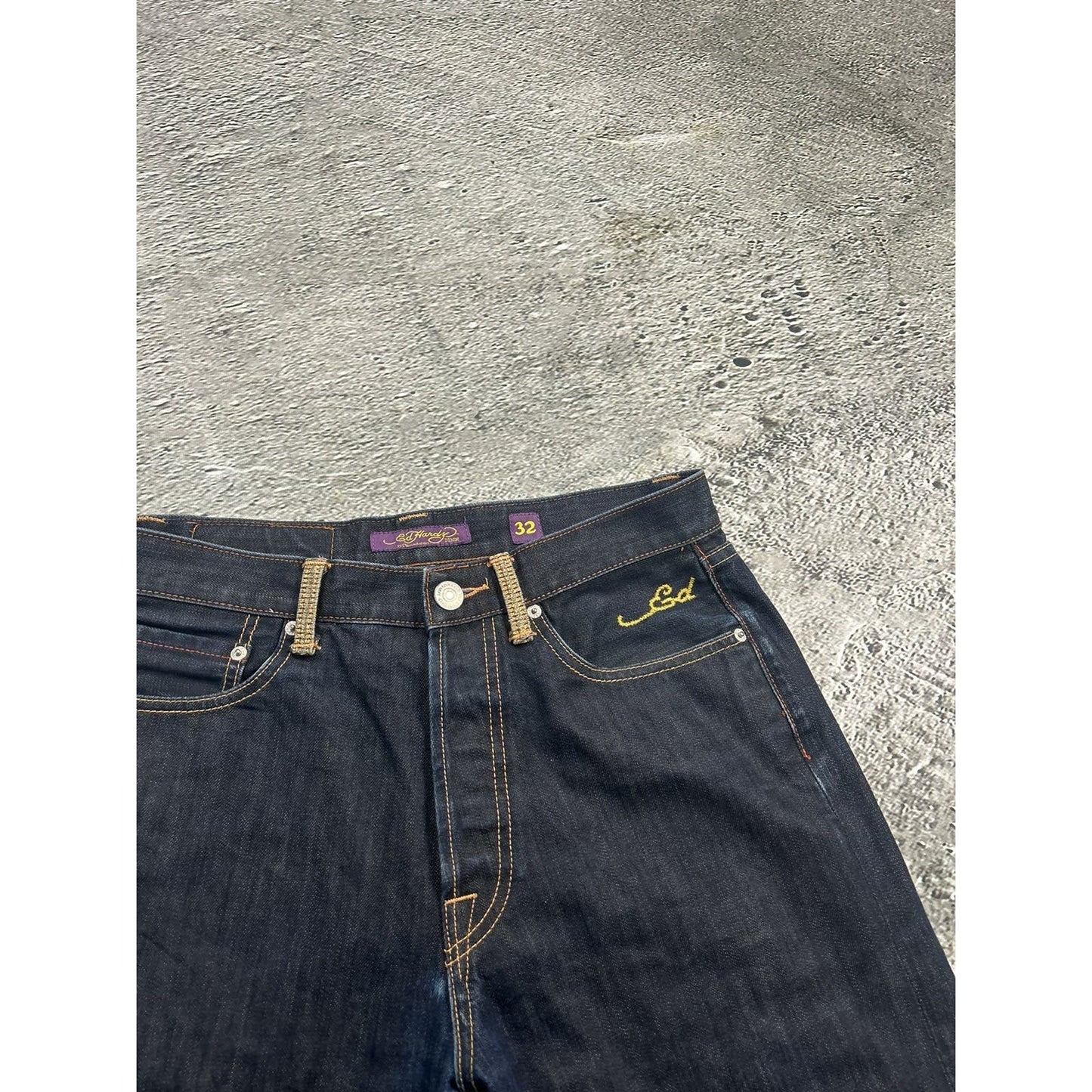 Ed Hardy Christian Audigier vintage jeans big logo pants Y2K