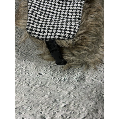 Vintage ushanka trooper hat black white with fur