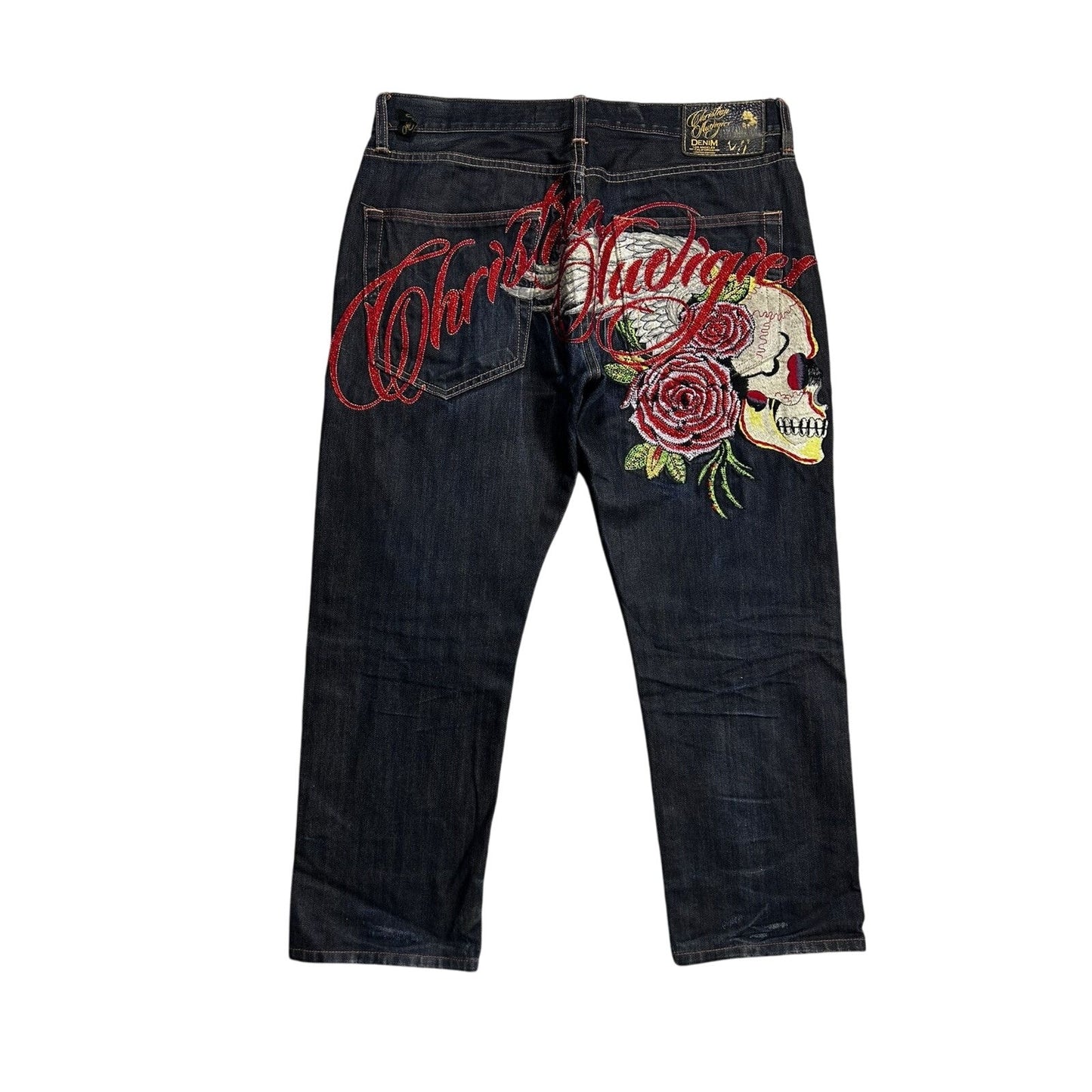 Ed Hardy Christian Audigier vintage jeans big logo pants