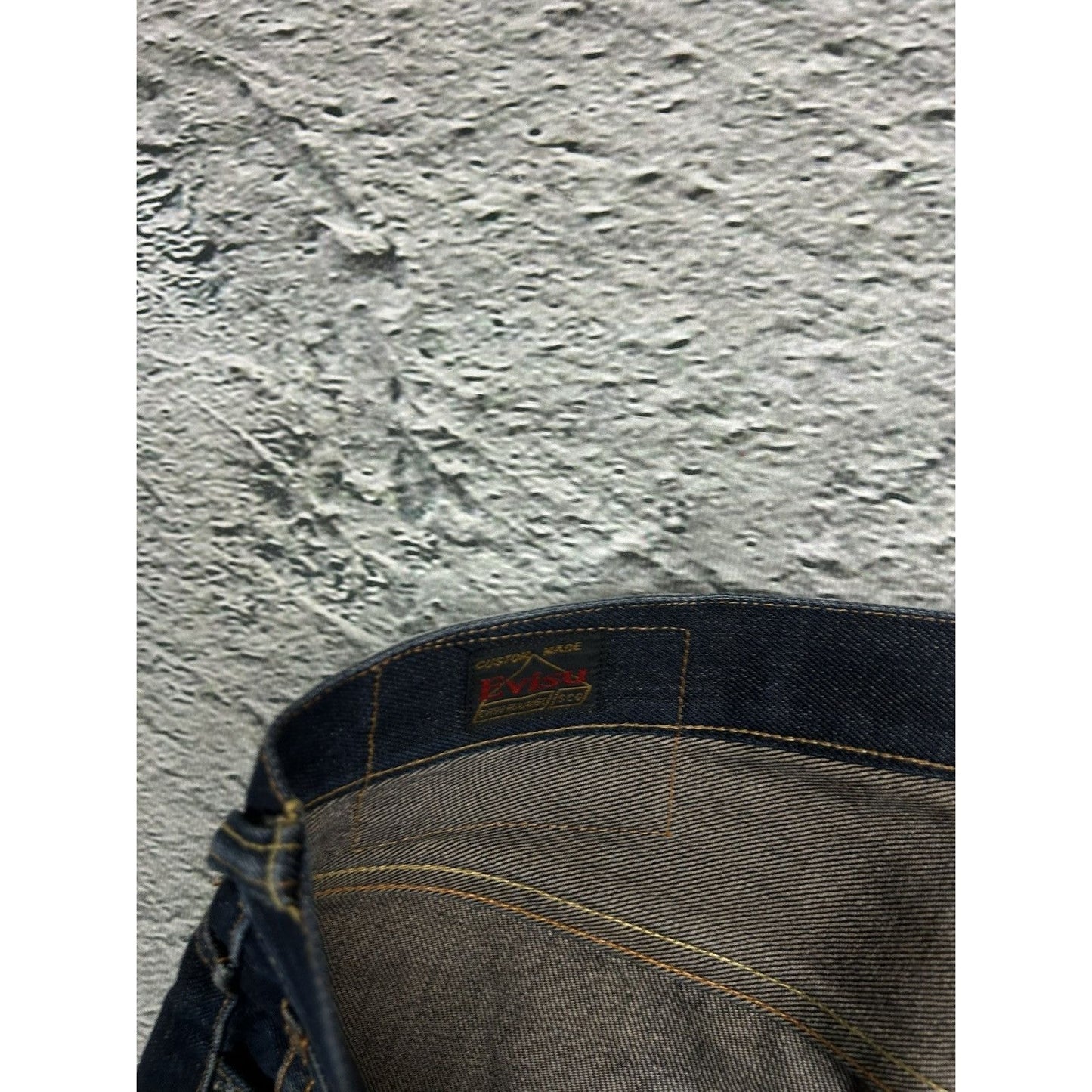 Evisu jeans white daicock big logo blue selvedge denim