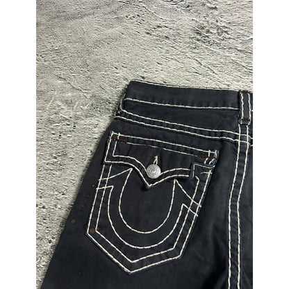 True Religion black jeans white thick stitching Y2K Ricky