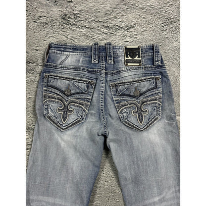 Rock Revival vintage light blue jeans Y2K Marcin white stitching
