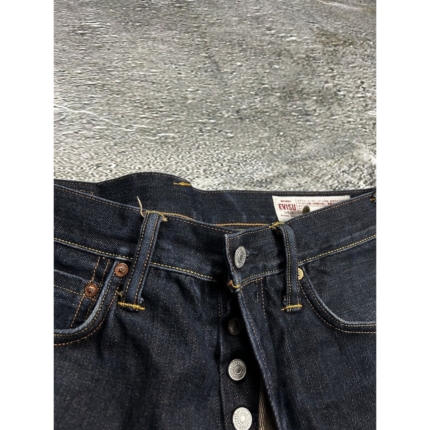 Evisu jeans daicock yellow big logo vintage selvedge denim