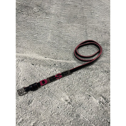 Diesel leather belt multicolour moving letters black pink