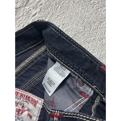 True Religion VAMP navy blue jeans red stitch contrast Y2K