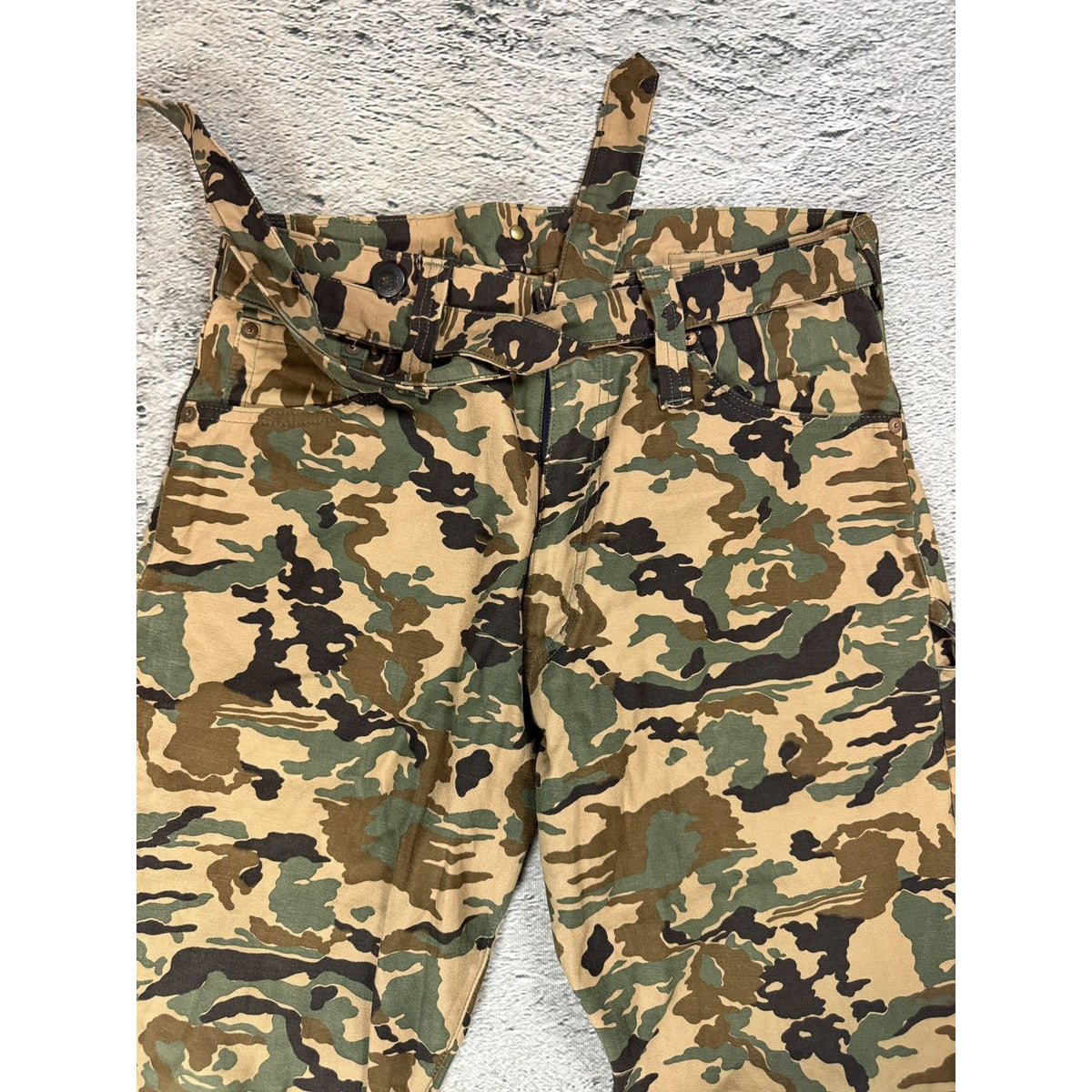 Evisu private stock camo Evis cow tag hand painted
