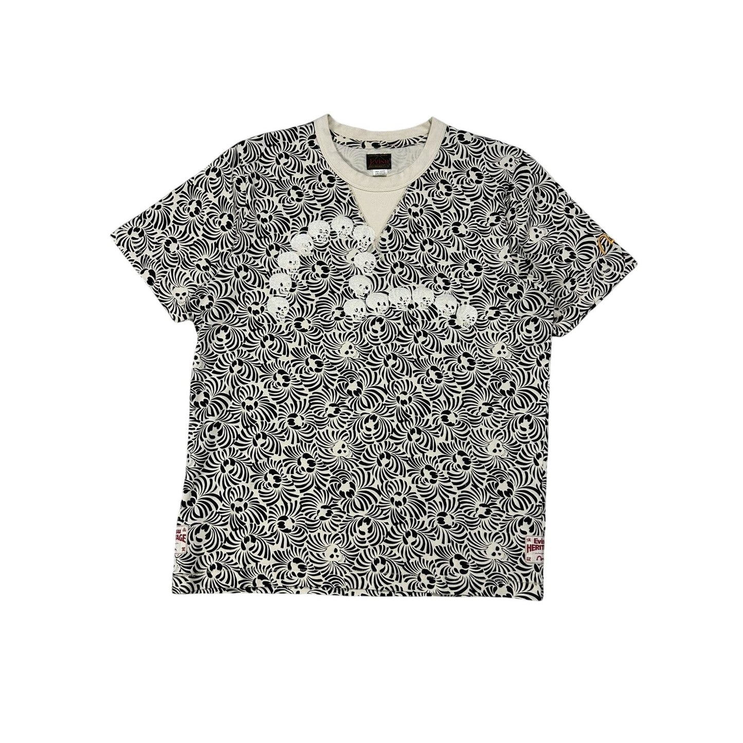 Evisu t-shirt vintage big logo seagull skull white black
