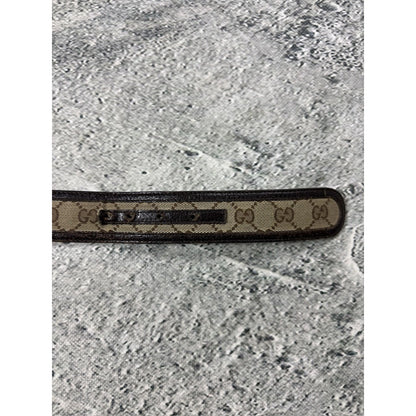 Gucci belt big buckle double G Monogram brown leather