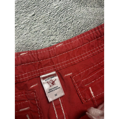 True Religion Cargo jorts shorts fat stitching red