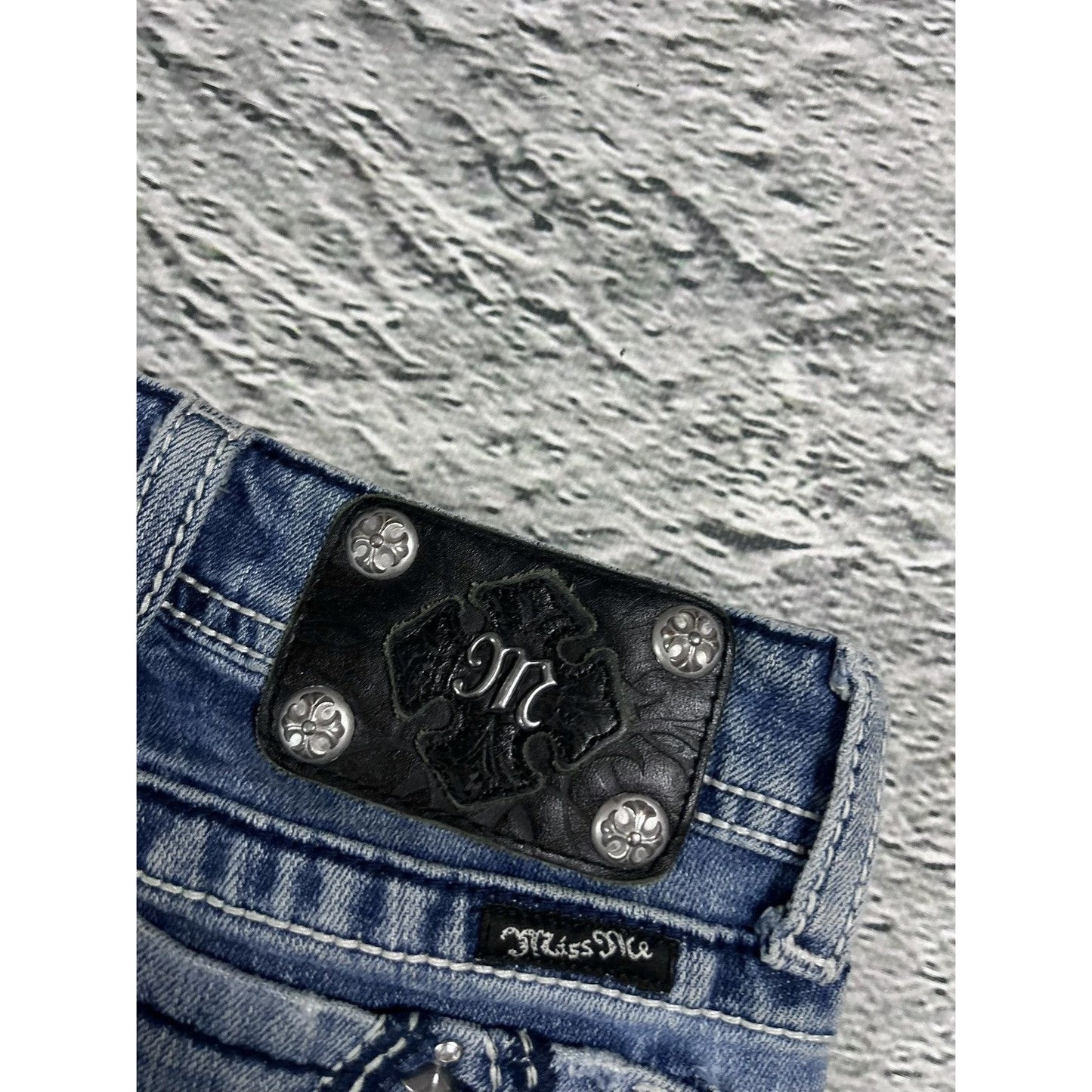 Miss Me flared bootcut white stitching denim vintage y2k