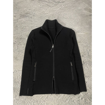 Prada big logo wool zip knit sweter nylon pull-over