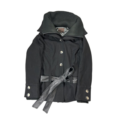 Minus coat black wool viscose leather