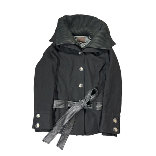 Minus coat black wool viscose leather