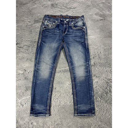 Rock Revival vintage jeans blue white stitching Y2K