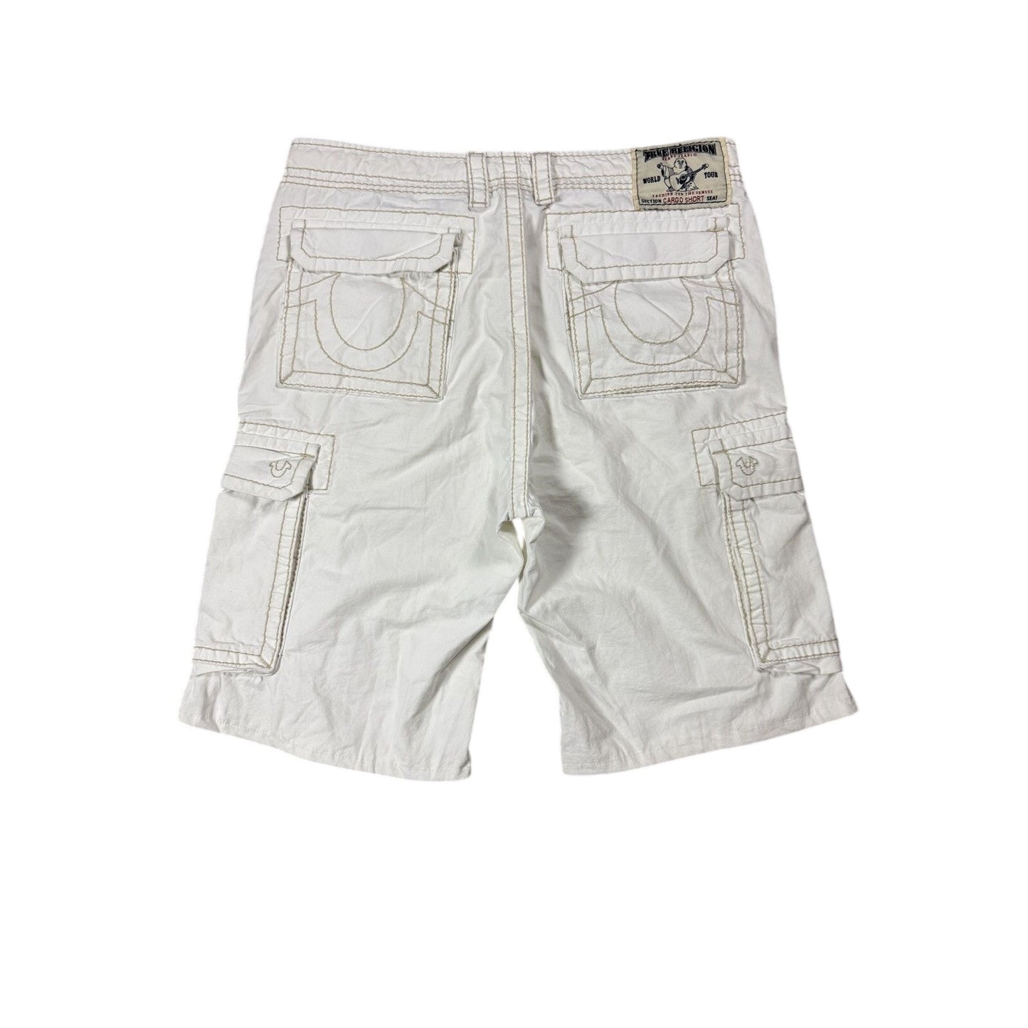 True Religion Cargo White jorts denim shorts